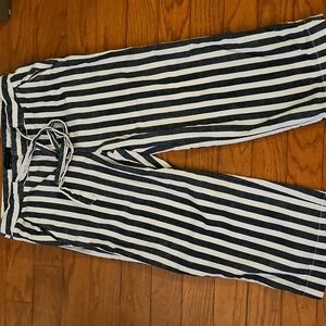 SANCTUARY BLUE/WHITE STRIPED CROPPED WIDE LEG PALAZZO PANTS. sz 29